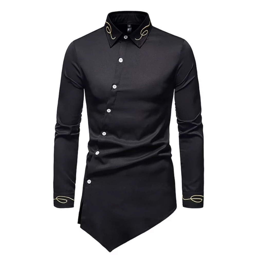 Man black long sleeve shirt, Size L